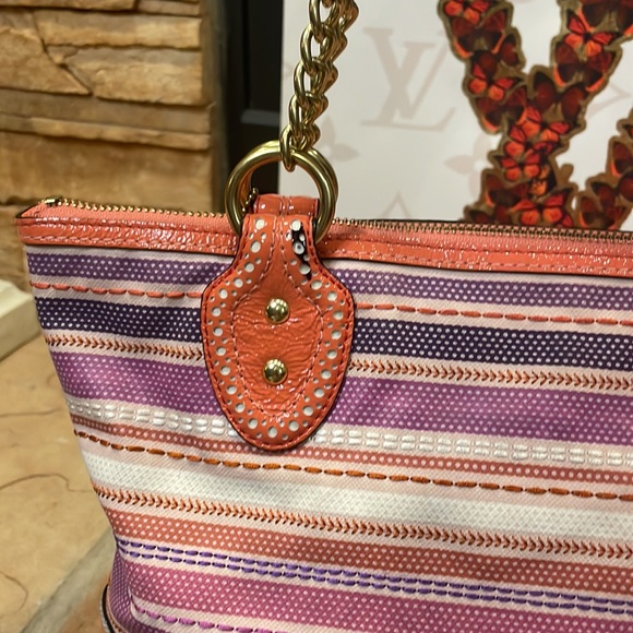 Coach Pink and Orange Striped Bag - Picture 9 of 11